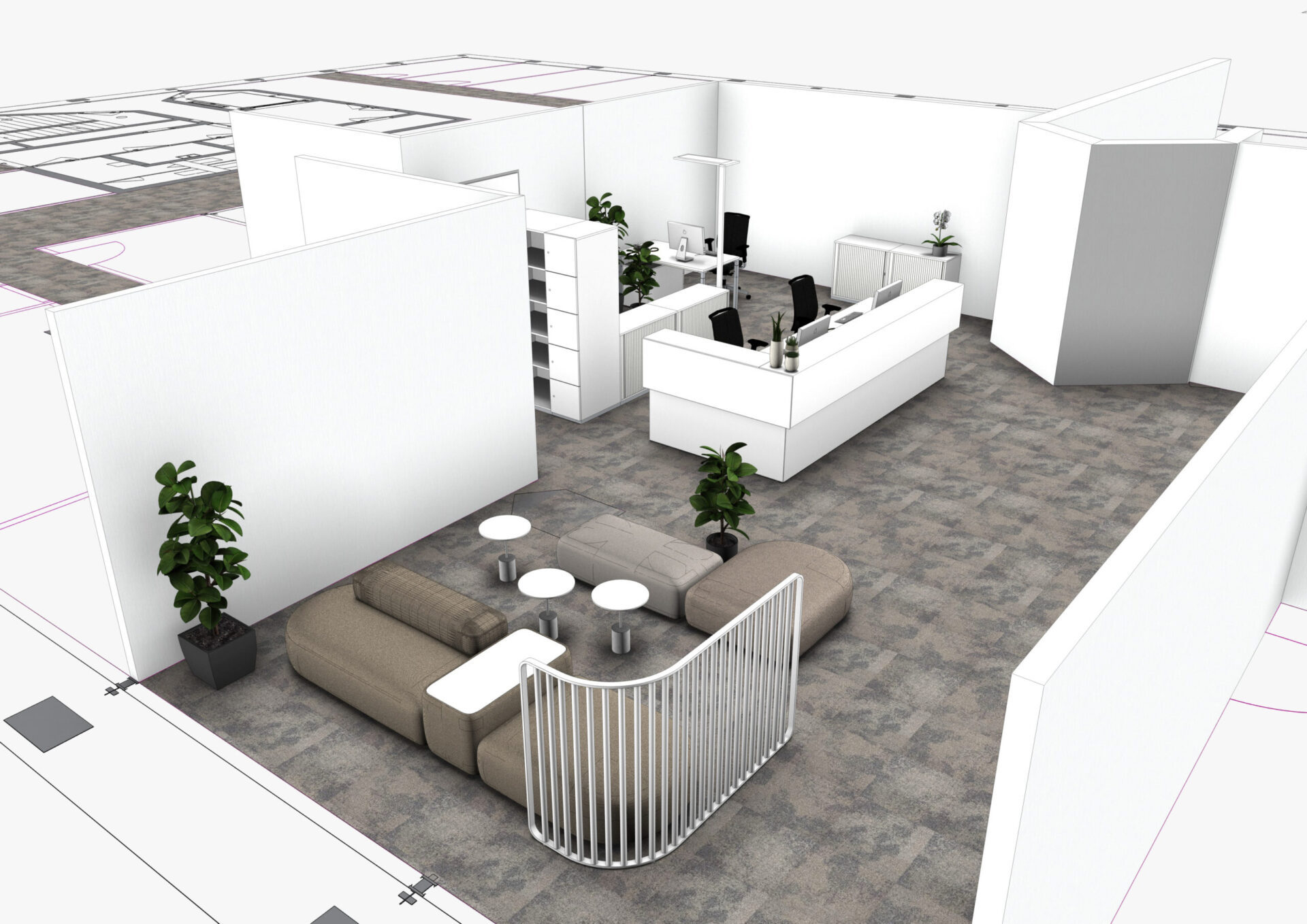 Team office graphics Graphic view team office and lounge