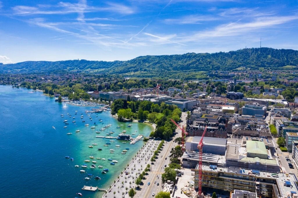 Aerial view of Zurich city in Switzerland