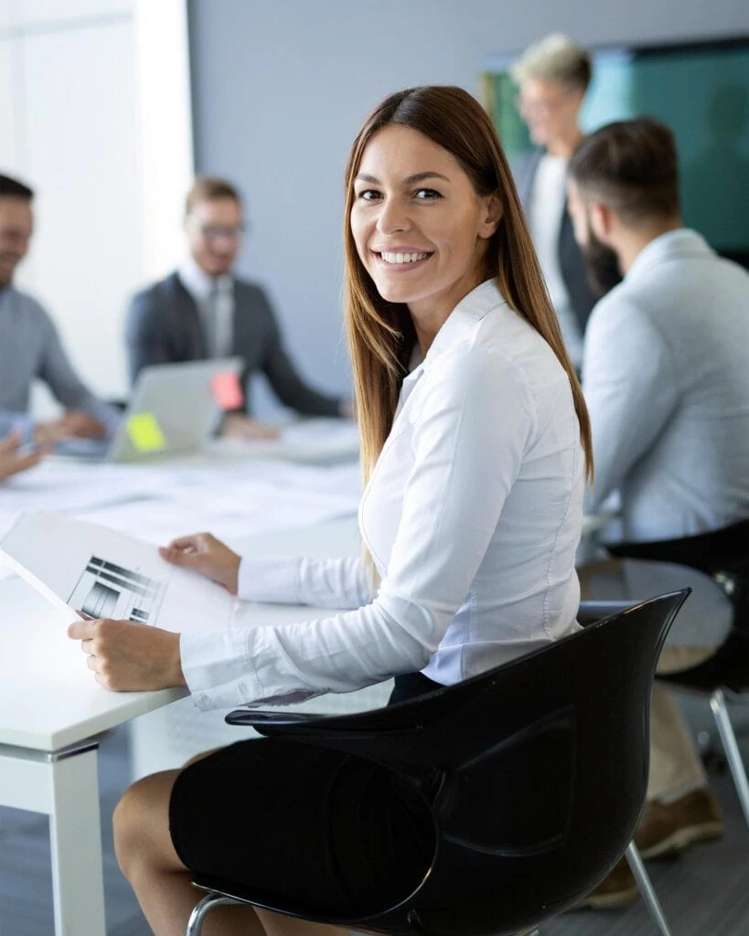 Group of coworkers working together