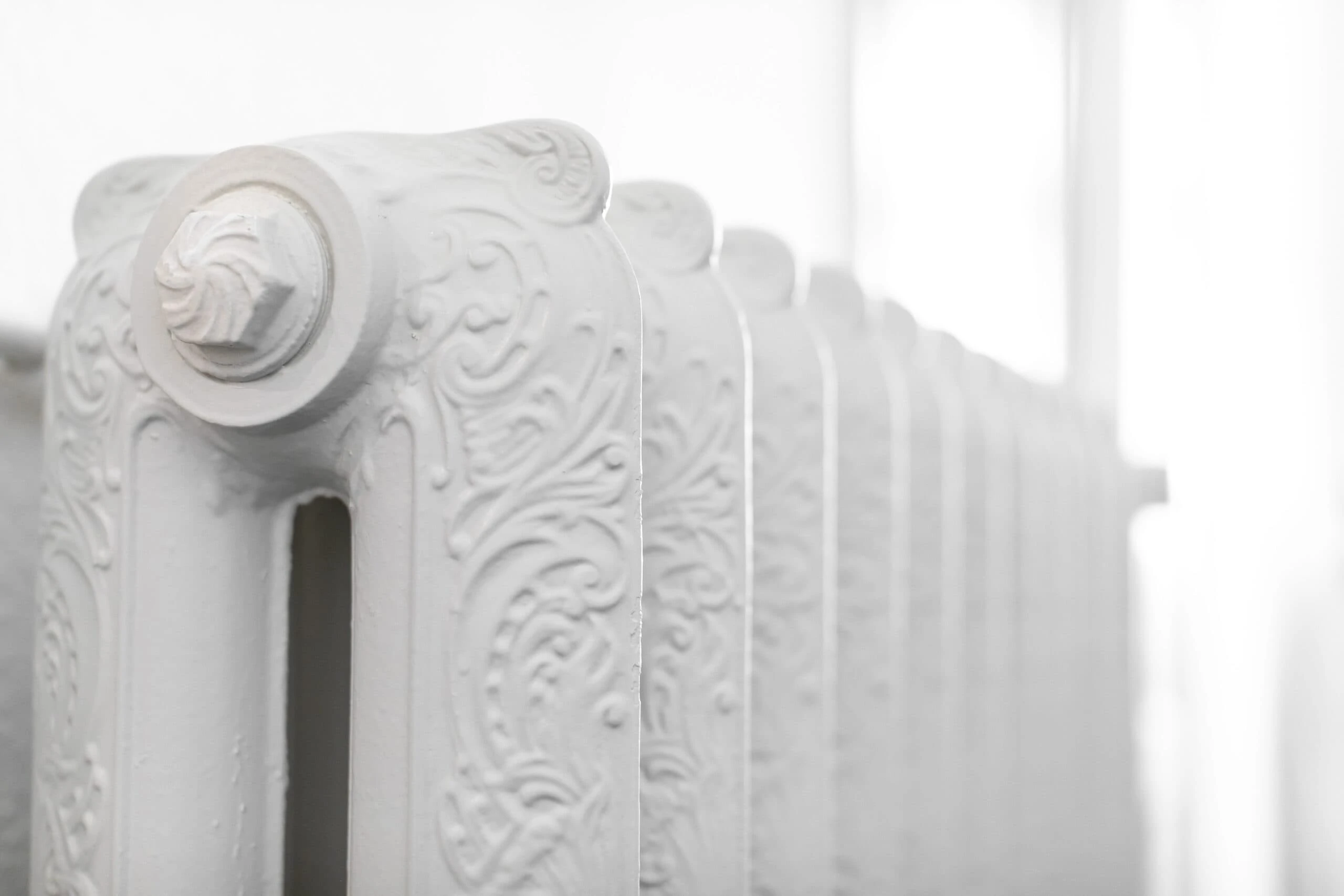 Ornate radiator in office 